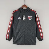 2022 Sao Paulo Black Windbreaker（白色阿迪红白三边）