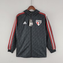 2022 Sao Paulo Black Windbreaker（白色阿迪红白三边）