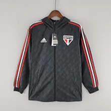 2022 Sao Paulo Black Windbreaker（白色阿迪红白三边）