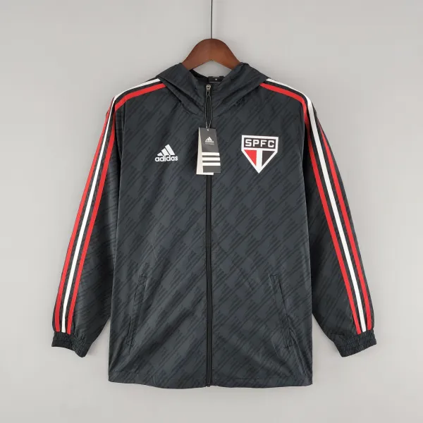 2022 Sao Paulo Black Windbreaker（白色阿迪红白三边）