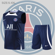 22/23 PSG Vest Training Suit Kit Dark Blue 1:1 Quality Training Shirt