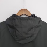 2022 Manchester United Black-Blue Windbreaker（白色阿迪白色三边）