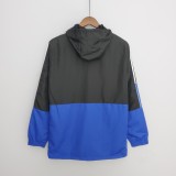2022 Manchester United Black-Blue Windbreaker（白色阿迪白色三边）