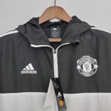 2022 Manchester United Black-Blue Windbreaker（白色阿迪白色三边）