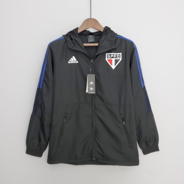 2022 Sao Paulo Black Windbreaker（白色阿迪蓝色三边）