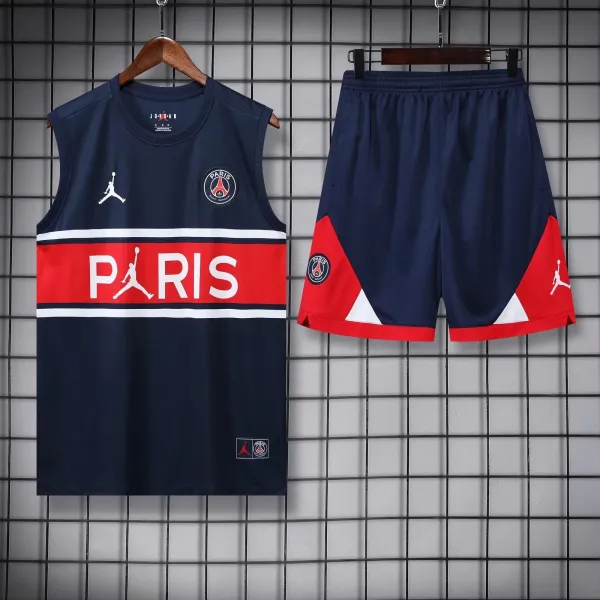 22/23 PSG Vest Training Kit Kit Dark Blue And Red Stripe 1:1 Quality Training Shirt