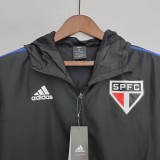2022 Sao Paulo Black Windbreaker（白色阿迪蓝色三边）