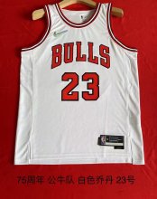 Chicago Bulls 75th Jordan #23 White Hot Pressing 1:1 Quality Men NBA Jersey