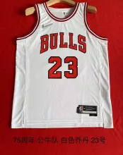 Chicago Bulls 75th Jordan #23 White Hot Pressing 1:1 Quality Men NBA Jersey