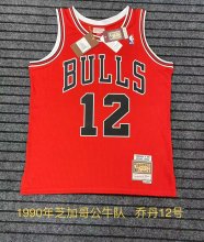 1990 Chicago Bulls Jordan #12 Red Hot Pressing 1:1 Quality Men NBA Jersey