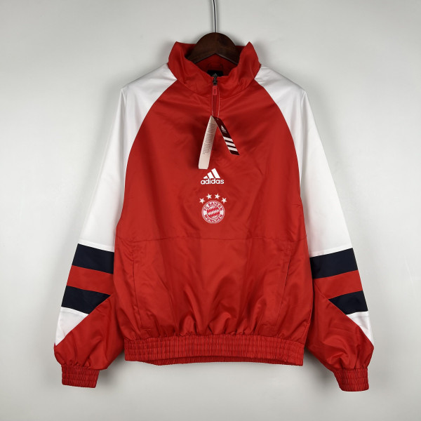 23/24 Bayern Munich Red Windbreaker（袖子白色）