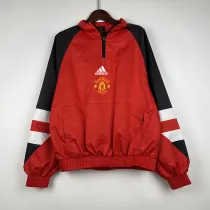 23/24 Manchester United Red Windbreaker（袖子黑色）