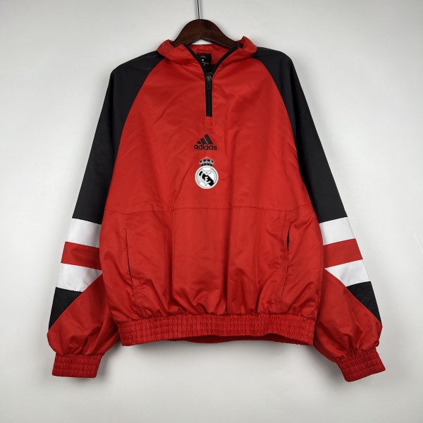 23/24 Real Madrid Red Windbreaker（袖子黑色）