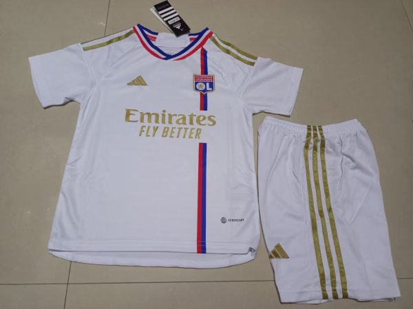 23/24 Lyonnais Home 1:1 Kids Soccer Jersey