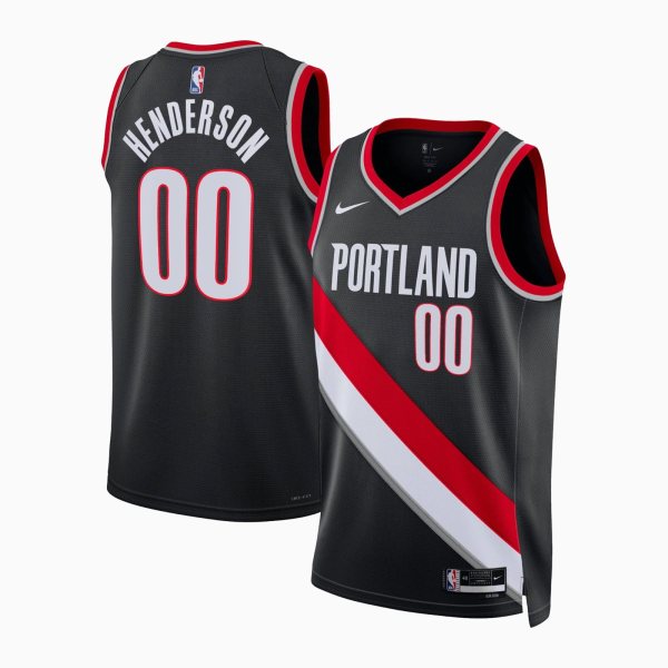 2023 NBA Trail Blazers Black HENDERERSON#00 Men Jersey Top Quality Hot Pressing Number And Name