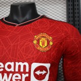23/24 Manchester United Home Red  Long Sleeve Player 1:1 Quality Soccer Jersey（宝）