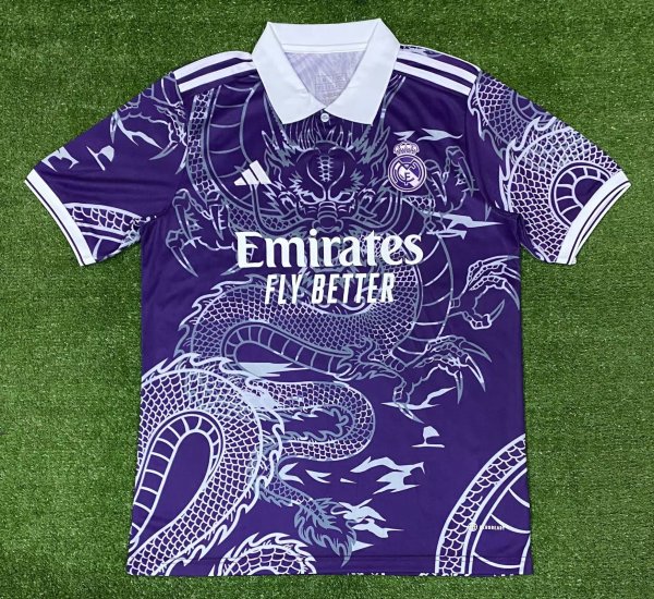 23/24 Real Madrid Purple Dragon Pattern Fans 1:1 Quality Soccer Jersey