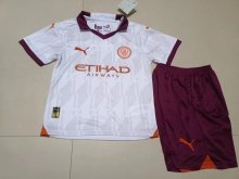 23/24 Manchester City  Away Kids 1:1 Quality Kids Soccer Jersey