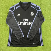 2016-2017 Retro Real Madrid away Black Sleeve 1:1 Quality Soccer Jersey
