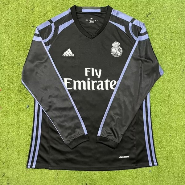 2016-2017 Real Madrid Third Black Long Sleeve 1:1 Quality Retro Soccer Jersey
