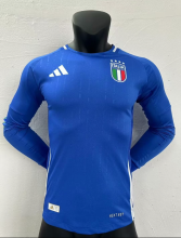 24/25 Italy Home Long Sleeve Blue Player Version  Soccer Jersey