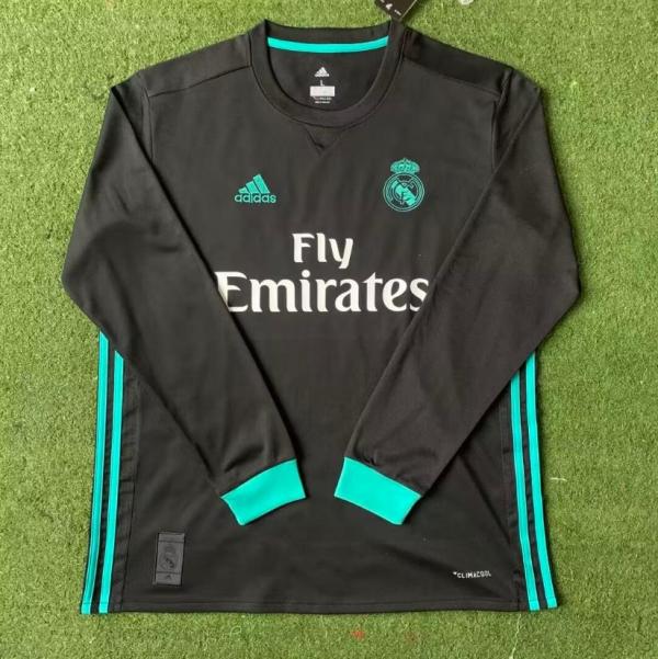 2017/18 Real Madrid Away Black UCL Final Long sleeve 1:1 Quality Retro Soccer Jersey