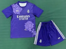 23/24 Real Madrid Y-3 Purple 1:1 Kids Soccer Jersey