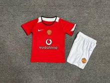 2004/2006 Manchester United Home Red 1:1 Kids Retro Soccer Jersey