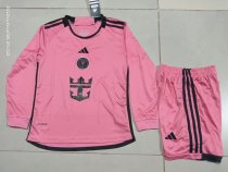 24/25 Inter Miami  Home Long Sleeve 1:1 Kids Soccer Jersey
