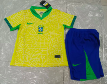 24/25 Brazil Home Yellow 1:1 Kids Soccer Jersey