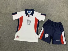 1998 England Home White 1:1  Kids Retro Soccer Jersey