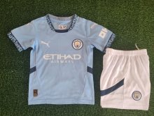 24/25 Manchester City  Home  1:1 Quality Kids Soccer Jersey
