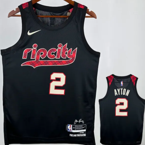 24/25 Trail Blazers AYTON #2 Black City Edition 1:1 Quality NBA Jersey