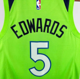 24/25 Timberwolves EDWARDS #5 Fluorescent Green 1:1 Quality NBA Jersey