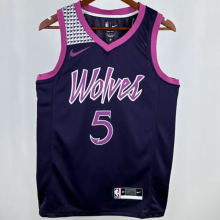 24/25 Timberwolves EDWARDS #5 Black 1:1 Quality NBA Jersey