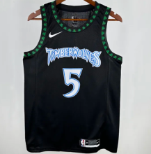 24/25 Timberwolves EDWARDS #5 Black Retro1:1 Quality NBA Jersey