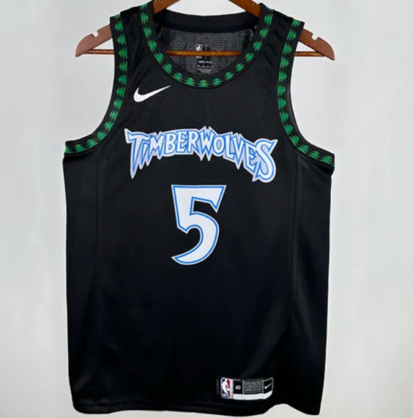 24/25 Timberwolves EDWARDS #5 Black Retro1:1 Quality NBA Jersey