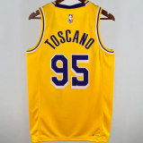 24/25  Lakers TOSCANO #95 Yellow 1:1 Quality NBA Jersey