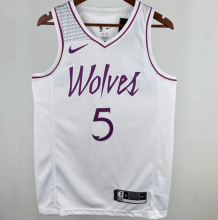 24/25 Timberwolves EDWARDS #5 White 1:1 Quality NBA Jersey