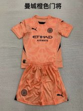 24/25  Manchester City  Orange  goalkeeper   1:1 Quality Kids Soccer Jersey