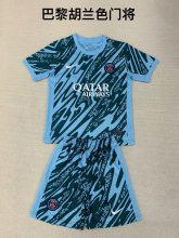 24/25 PSG Paris  Goalkeeper Lake Blue  Fans  Kids 1:1  Quality Soccer Jersey