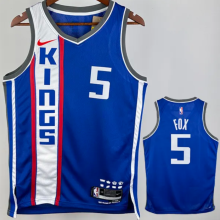 2024 Kings FOX #5 Blue City Edition  1:1 Quality NBA Jersey热压