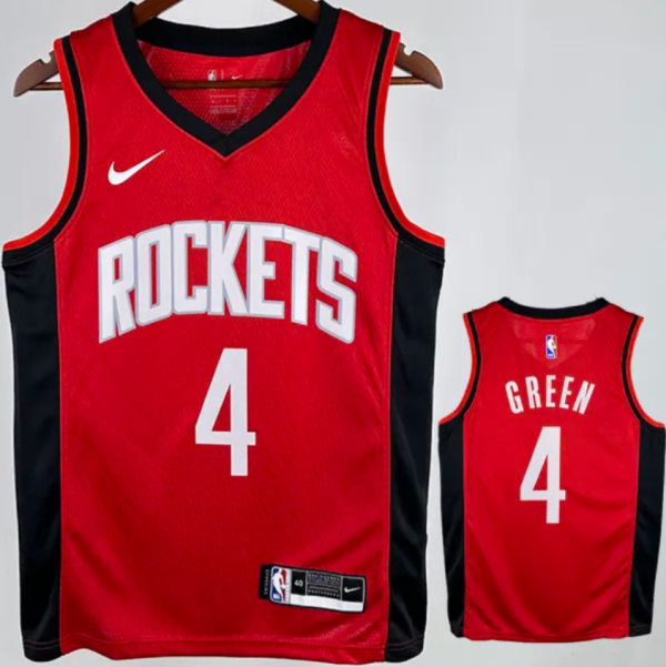 24/25 Rockets GREEN #4 Red  Hot Pressed   1:1 Quality NBA Jersey