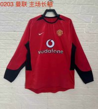 2002/2003 Manchester United Home Long Sleeve Retro 1:1 Quality Soccer Jersey