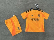 24/25 Real Madrid  Away Orange Kids Kits 1:1 Soccer Jersey