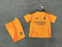 24/25 Real Madrid  Away Orange Kids Kits 1:1 Soccer Jersey