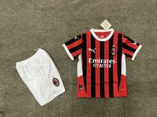 24/25 AC Milan Home Kids  Kits 1:1  Soccer Jersey