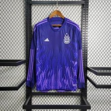22/23 Argentina Away Long Sleeve Fans 3 Stars Soccer Jersey