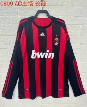 2008/2009 AC Milan Long Sleeve Home Fans 1:1 Retro Soccer Jersey