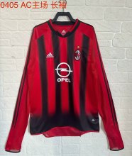 2004/2005  AC Milan Home Long Sleeve 1:1 Retro Soccer Jersey